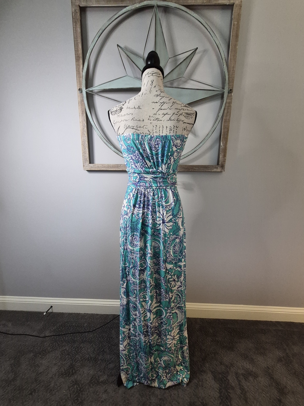 Lilly Pulitzer Holbrook Strapless Maxi Dress Montauk Seafoam Green Paisley - S - Picture 10 of 14